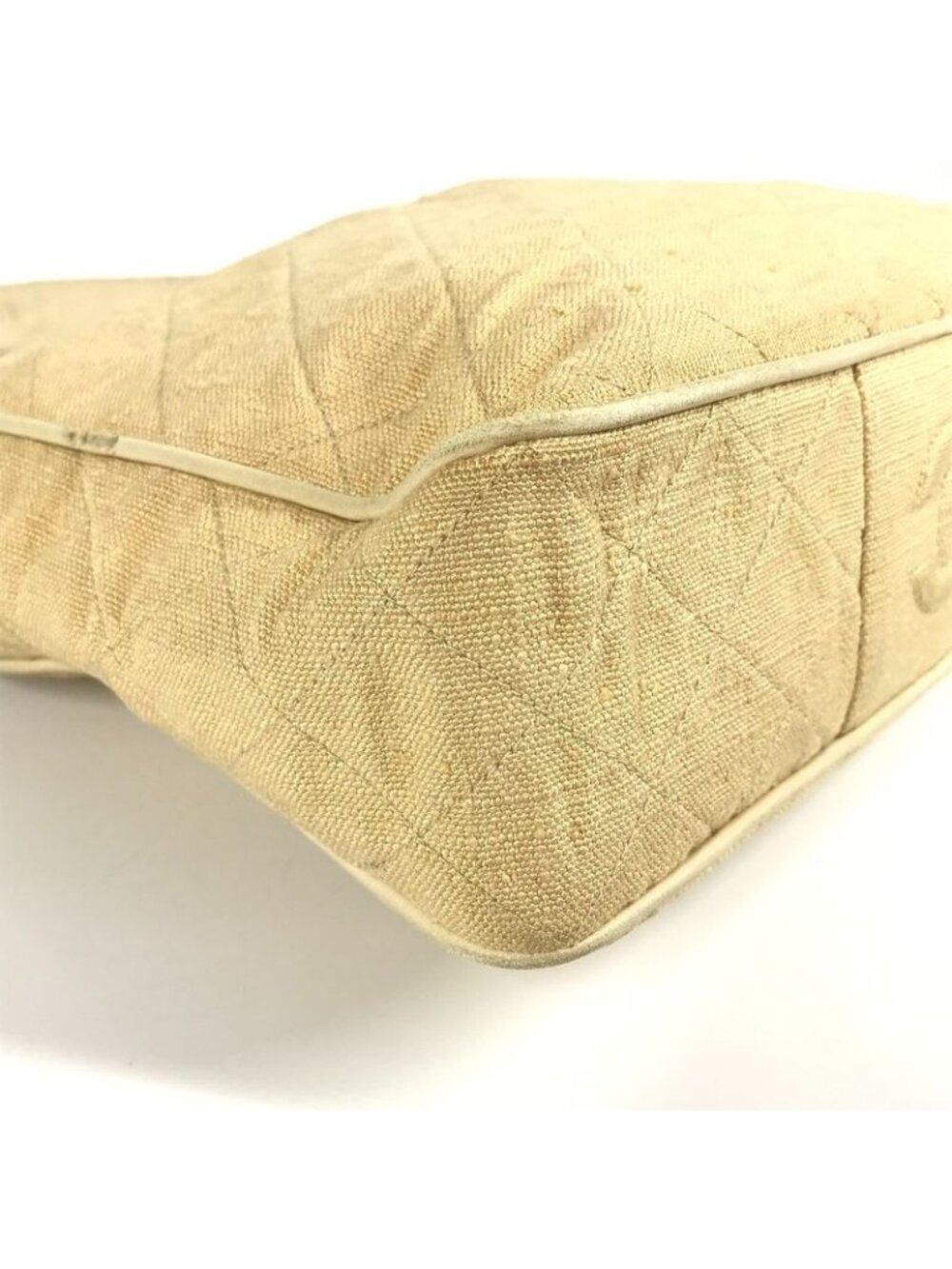 Chanel Shoulder Bag Logo Quilted Fringe Tassel Canvas Beige - Picture 6 of 9